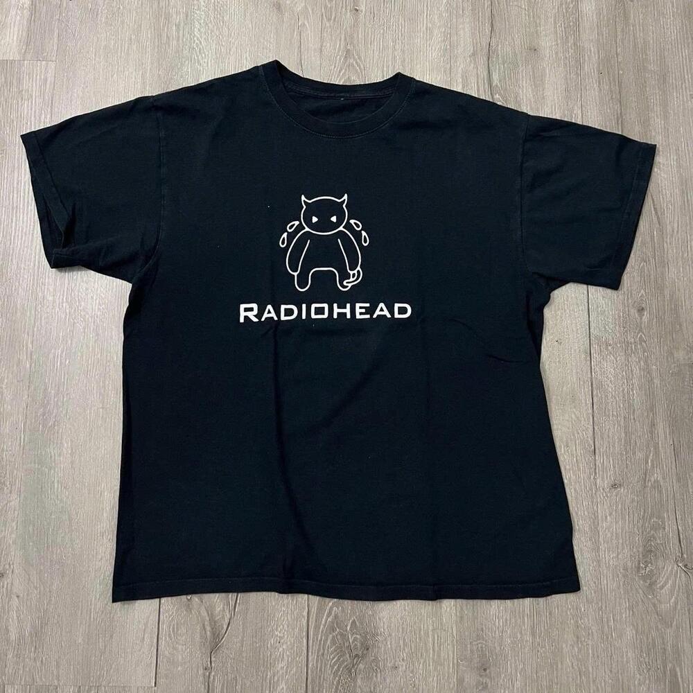 Black Radiohead Band Tee With White Graphic